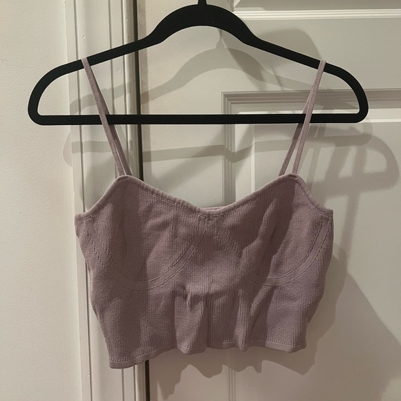 Signature Lavender Ribbed Crop Top - Picture 3 of 4